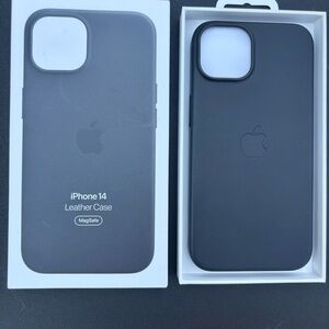 iPhone 14 black leather case